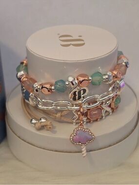 Bomb Party Spring 2026 bracelet stack - cotton candy dream